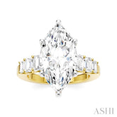 1 1/4 Ctw Marquise Shape Emerald and Round Cut Diamond Semi-Mount Engagement Ring in 14K Yellow and White Gold